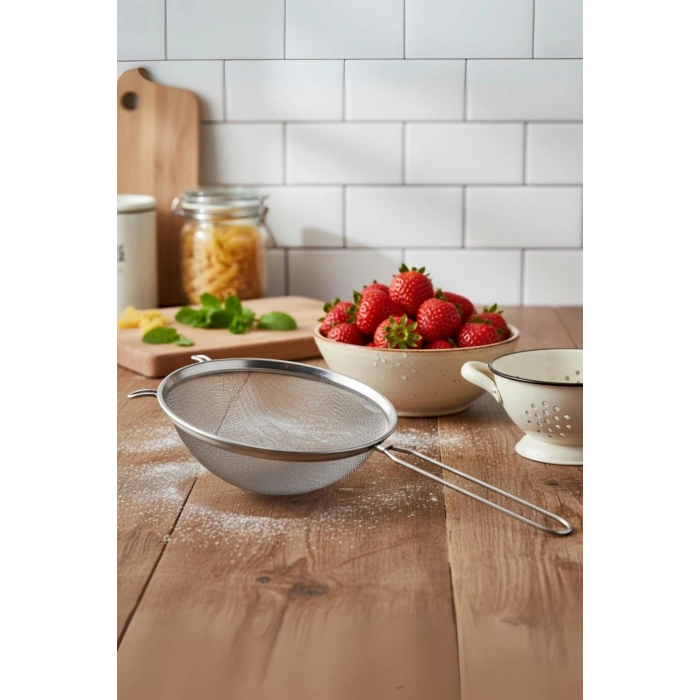 Paslanmaz Çelik Saplı Derin Süzgeç 28 cm Metalik Gri