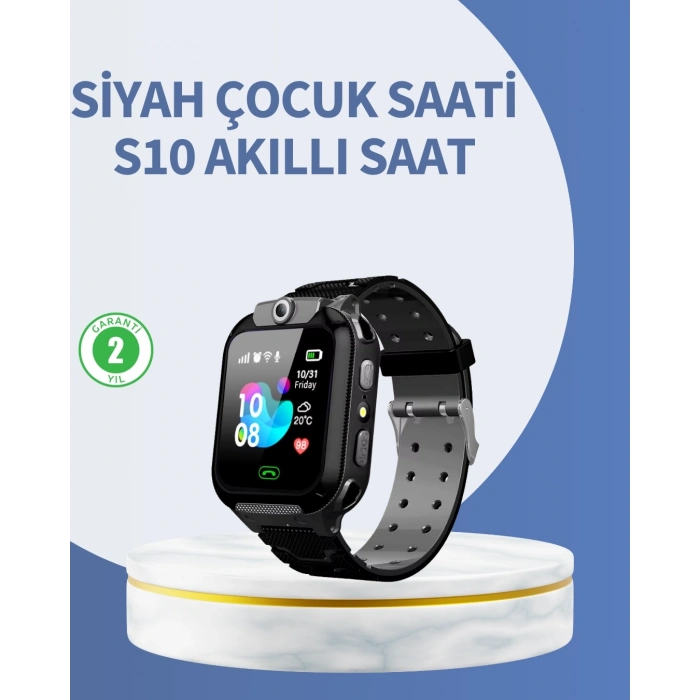 S10 Siyah Akıllı Çocuk Saati Anlık Konum Takibi ve Rota Geçmişi