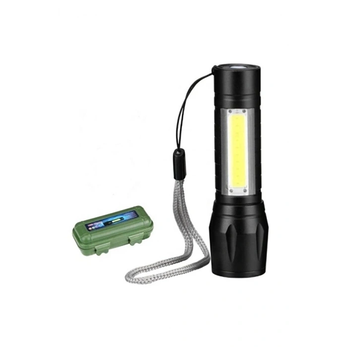 Şarjlı El Feneri 3 Modlu  USB Kablo Hediyeli, SOS Modlu, Kutulu, Taşınabilir