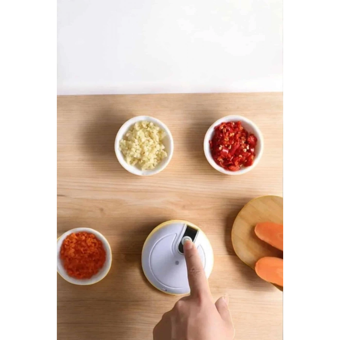 Şarjlı Portatif Doğrayıcı Mini Pratik Rondo El Doğrayıcı Üç Bıçaklı Çelik Bıçaklı