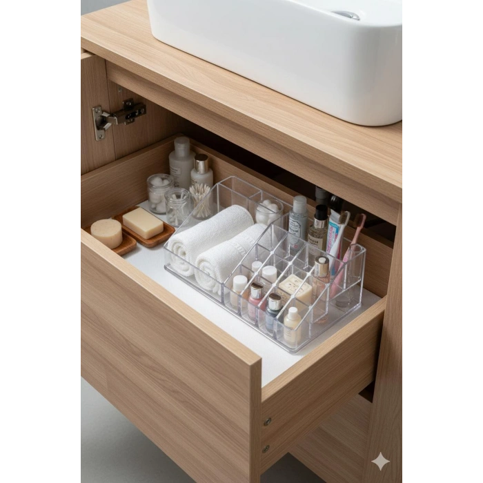 Şeffaf Akrilik Banyo Kozmetik Düzenleyici Organizer 13x22x8 cm
