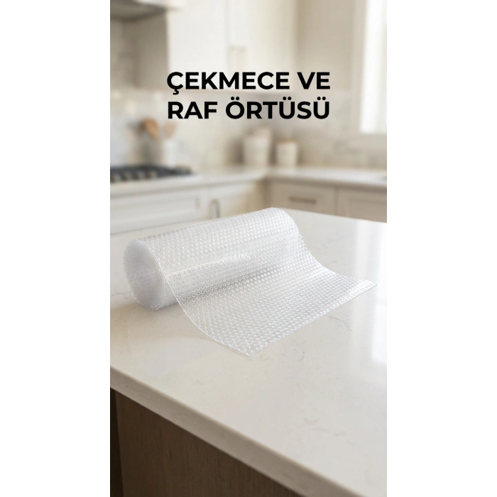 Şeffaf Kaydırmaz Pvc Raflık Dolap İçi Çekmece Koruyucu 45x300 Cm