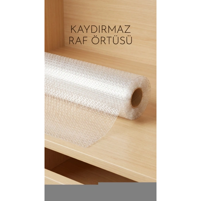Şeffaf PVC Kaydırmaz Raflık Dolap İçi Çekmece Örtüsü 45x300 cm Koruyucu