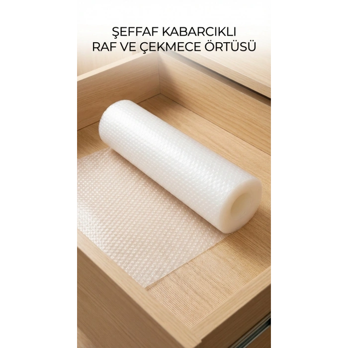 Şeffaf Pvc Raf ve Dolap İçi Kaydırmaz Koruyucu Örtü 45x300 cm