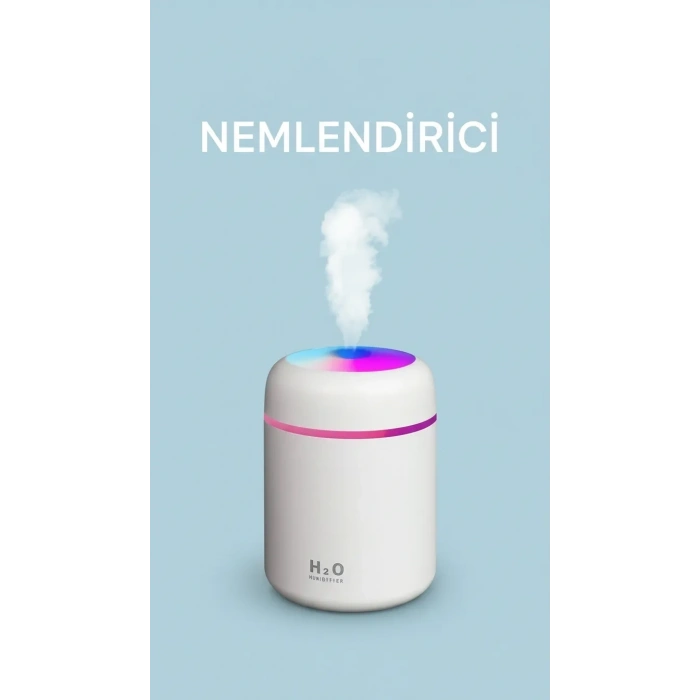 Sessiz Ultrasonik Hava Nemlendirici 220ml Buhar Makinesi Gece Lambalı USB Ofis Ev Tipi