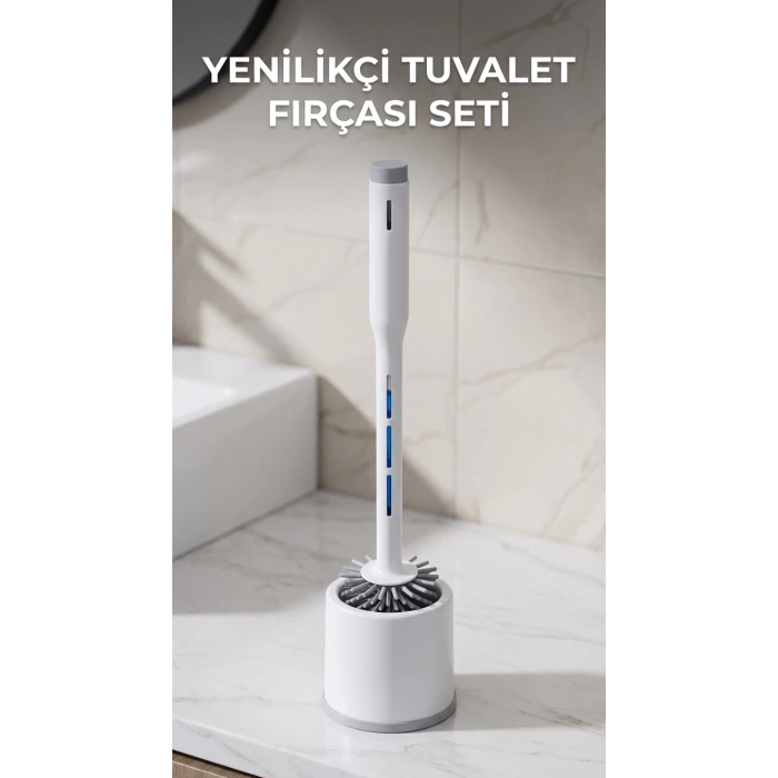 Silikon Deterjan Hazneli Esnek Tuvalet Fırçası - Banyo Temizliği İçin