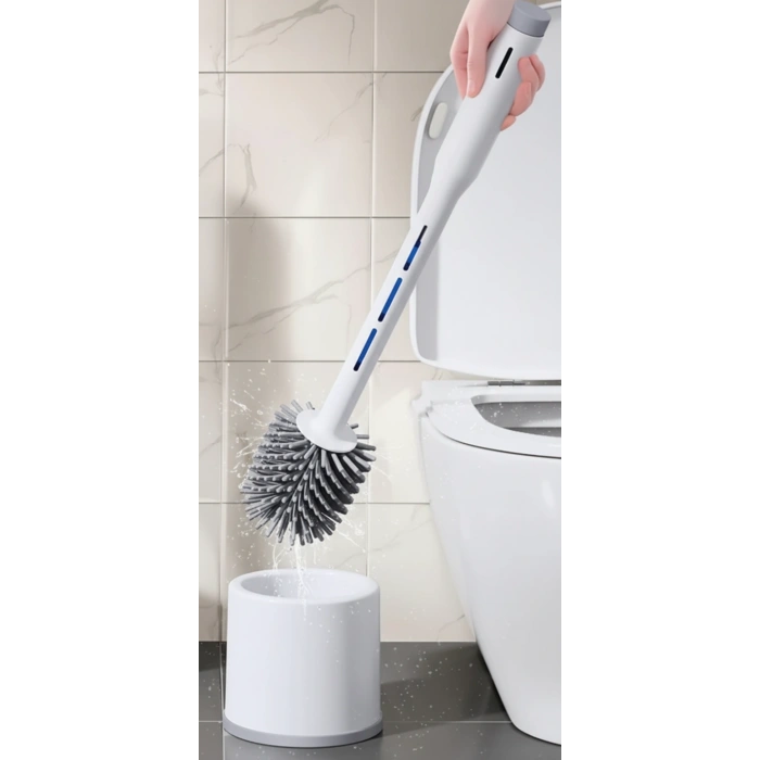 Silikon Deterjan Hazneli Esnek Tuvalet Fırçası - Banyo Temizliği İçin