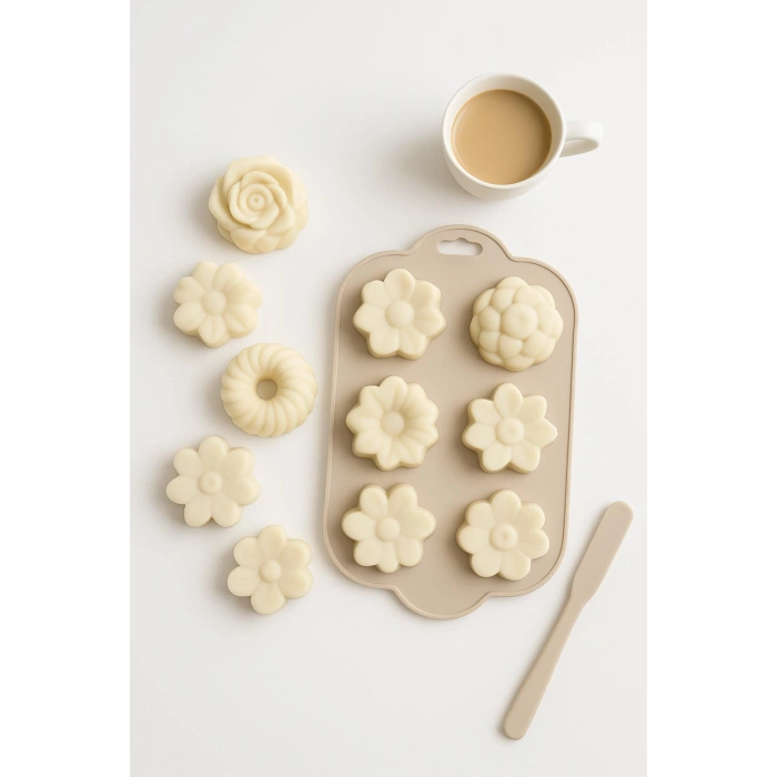 Silikon Kek ve Çikolata Kalıbı 6’lı Krem Renk Pasta Tatlı Muffin Kalıbı