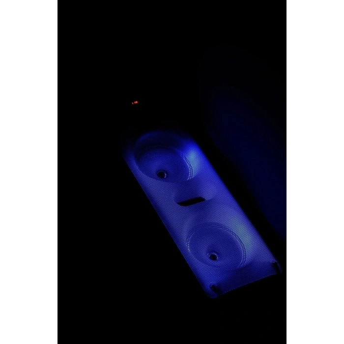 Siyah Büyük Çift Hoparlörlü Bluetooth Ses Sistemi, Işıklı ve Mikrofonlu, Suya Dayanıklı