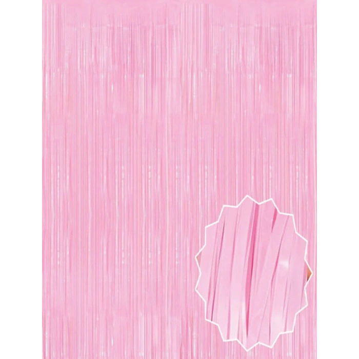 Soft Pembe Püsküllü Kapı Perdesi