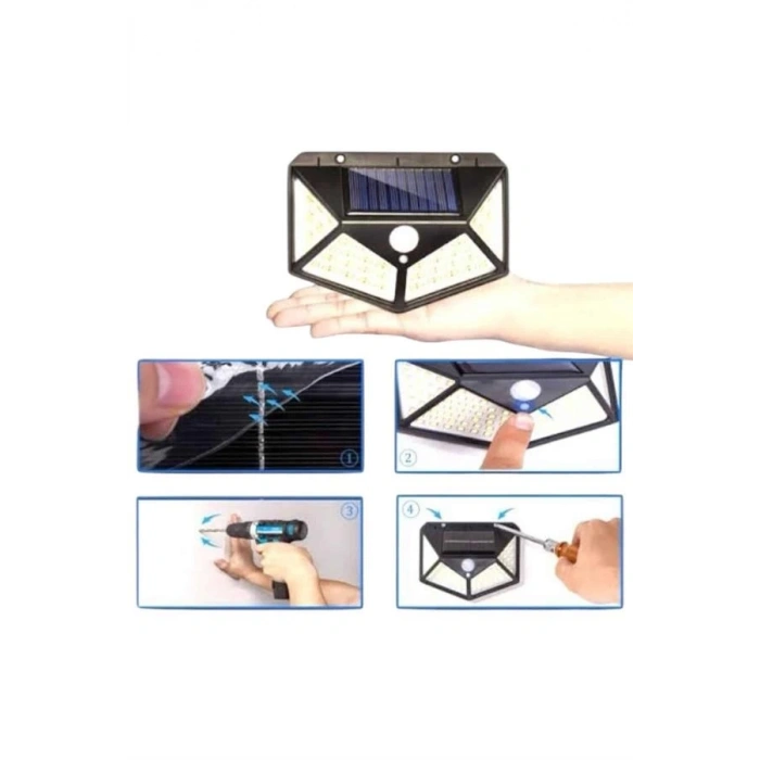 Solar Sensörlü Duvar Lambası Bahçe Lambaso Parlak Beyaz Işık Suya Dayanıklı