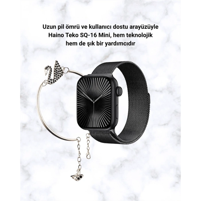 SQ-16 Mini Series 10 Akıllı Saat | Şık ve Hafif Tasarım, 3 Kordon Seçeneği