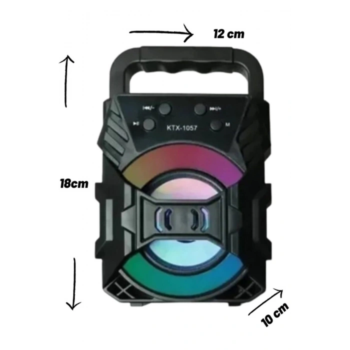 Taşınabilir Mini Işıklı Bluetooth Hoparlör, FM Radyo, USB ve SD Kart Girişli, Turkuaz Renk