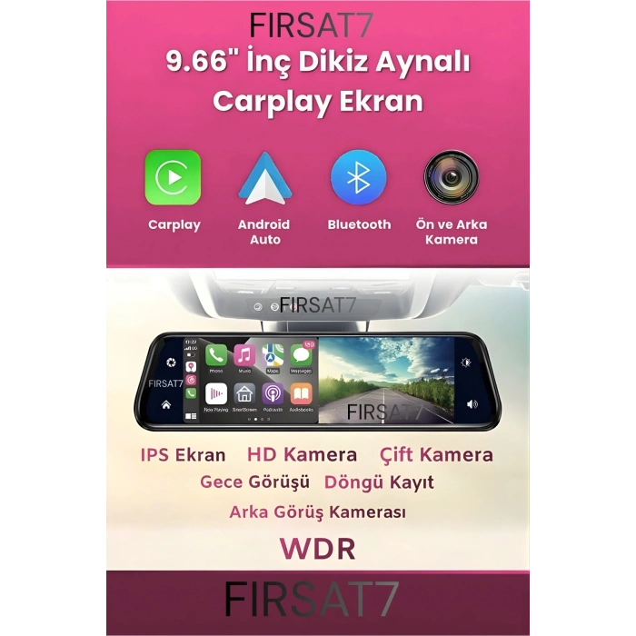 Universal Araçlar İçin 9.6 İnç 2K Görüntülü Dikiz Aynalı Araç Ekranı ve Kamera Sistemi