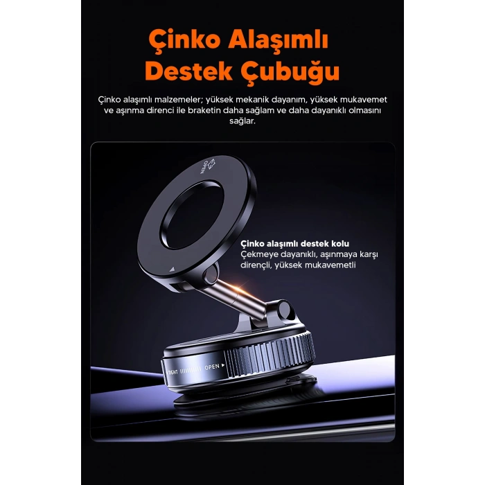 Vakumlu Araç İçi Telefon Tutucu - Güçlü Manyetik MagSafe Uyumlu