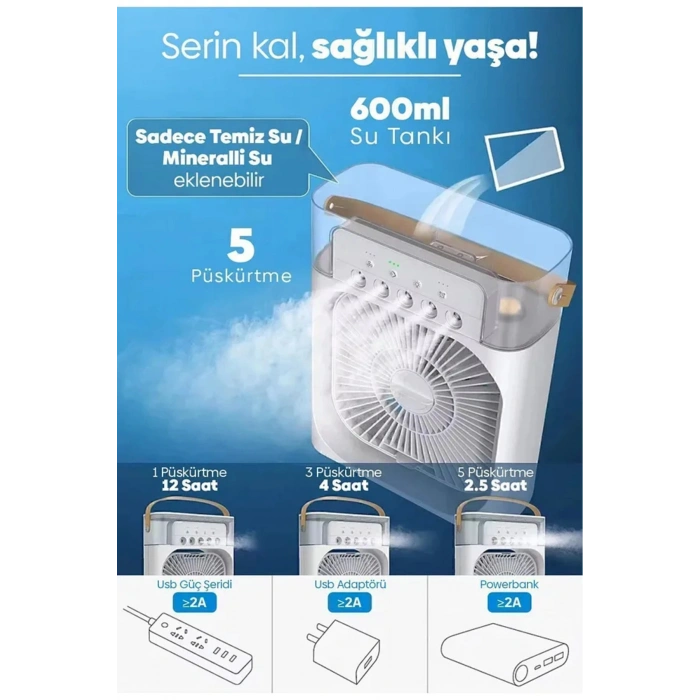 Vantilatör - Renk: Beyaz, Özellik: Su Buharlı, Tip: Masaüstü | Teknik Özellikleri ve Kullanım