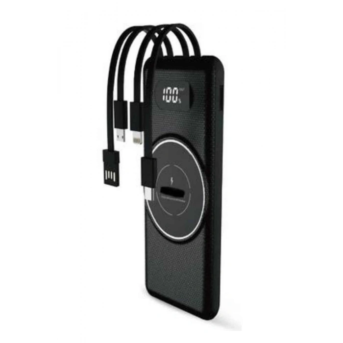 Wireless Powerbank 10000 Mah LED Ekranlı Dahili Kablolu Hızlı Şarj