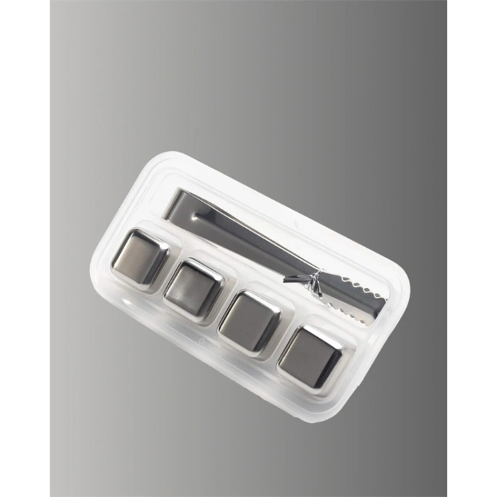 Yeniden Kullanılabilir 304 Çelik Metal Buz Küpleri 4lü Set