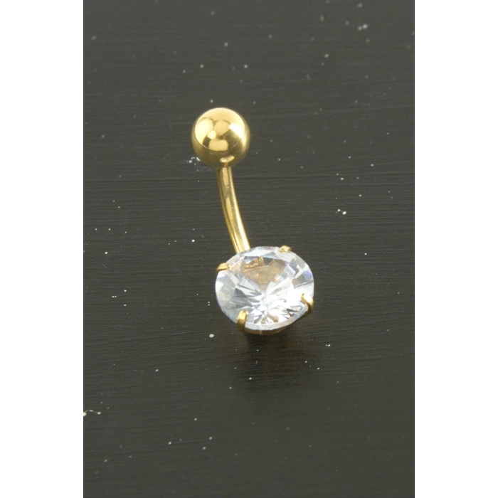 Yuvarlak Zirkon Taşlı Çelik Piercing 1 Adet