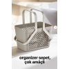 1li Gri Çok Amaçlı Kulplu Sepet Mutfak Banyo Organizer Taşıma Sepeti