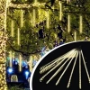 10lu 45 cm Plastik Meteor LED USB 2M Kablo Sarı Renk Ağaç Işığı – Renk Değiştiren Asmalı Dekoratif Bahçe ve Dış Mekan Aydınlatması