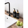 2 Li Bambu Altlıklı Sıvı Sabunluk Seti Siyah