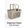 2li Gri Kulplu Organizer Sepet Mutfak Banyo Düzenleyici Taşıma Seti