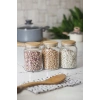 3 Lü Set Bambu Kapaklı Cam Kavanoz & Erzak Saklama Kabı 800 ml Orta  Boy ( Vakum Kapak )