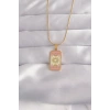 316L Çelik Gold Renk Karışık Mineli Ay Figür Tarot Kolye