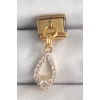 316L Çelik Gold Renk Sallantı Zirkon Taşlı Damla Model Nomination Charm