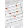316L Çelik Zincir Gold Renk Kırmızı Baby Boy Yonca Kadın Kolye