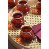 6lı Keyfi Ala Borosilikat Cam Kulplu Çay Bardağı