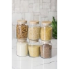 6 Lı Set Bambu Kapaklı Cam Kavanoz & Erzak Saklama Kabı 800 ml Orta  Boy ( Vakum Kapak )