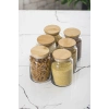 6 Lı Set Bambu Kapaklı Cam Kavanoz & Erzak Saklama Kabı 800 ml Orta  Boy ( Vakum Kapak )