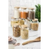 9 Lu Set Bambu Kapaklı Cam Kavanoz & Erzak Saklama Kabı 800 ml Orta  Boy ( Vakum Kapak )