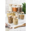 9 Lu Set Bambu Kapaklı Cam Kavanoz & Erzak Saklama Kabı 800 ml Orta  Boy ( Vakum Kapak )