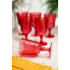 Akrilik Kırmızı 6lı Kadeh & Su Meşrubat Kahve Yanı Bardağı 450 ml ( Cam Değildir )