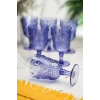 Akrilik Mavi 6lı Kadeh & Su Meşrubat Kahve Yanı Bardağı 450 ml ( Cam Değildir )