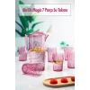 Akrilik Mürdüm Sürahi 2,3 lt Ve 6lı & Su Meşrubat Kahve Yanı Bardağı 400 ml Seti ( Cam Değildir )