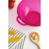 Akrilik Pembe Makarna Süzgeçi & Sebze Meyve Süzgeçi