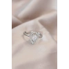 Ayarlamalı Silver Renk Metal Zirkon ve Kristal Taşlı Damla Model Yüzük