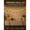 Dekoratif Minareli Hilal LED Işık Metal Gövdeli Ramazan Aydınlatma