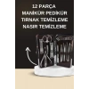 Elektrikli Manikür Pedikür Seti İkili Set 12 Parça Tırnak Bakımı Törpü Protez Çıkarma