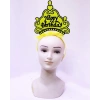 Happy Birthday Neon Sarı Renk Doğum Günü Tacı 24x15 cm