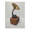 Kahverengi Nostaljik Tasarımlı Mini Bluetooth Radyo ve Hoparlör, Klasik Gramafon Görünümlü