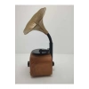 Kahverengi Nostaljik Tasarımlı Mini Bluetooth Radyo ve Hoparlör, Klasik Gramafon Görünümlü
