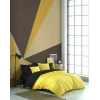 Kingsize Poplin Nevresim Diamond Sarı Siyah