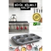 Mini Çocuklar İçin Cupcake Fırın Kalıbı 6 Büyük Bölmeli Muffin Kek Kalıbı