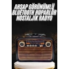 Nostaljik Görünümlü Ahşap Radyo TF SD USB Girişli Led Fener Işıklı