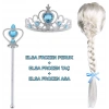 Örgülü Karlar Ülkesi Frozen Elsa Peruğu Tacı ve Sopası Çocuk Boy